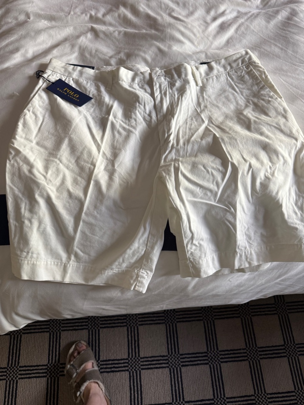 Ralph Lauren White Shorts with Navy Logo Trim